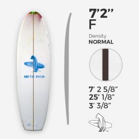 7'2'' F Fish - Green density - 3/16'' Dyed Basswood Brown stringer, ARCTIC FOAM