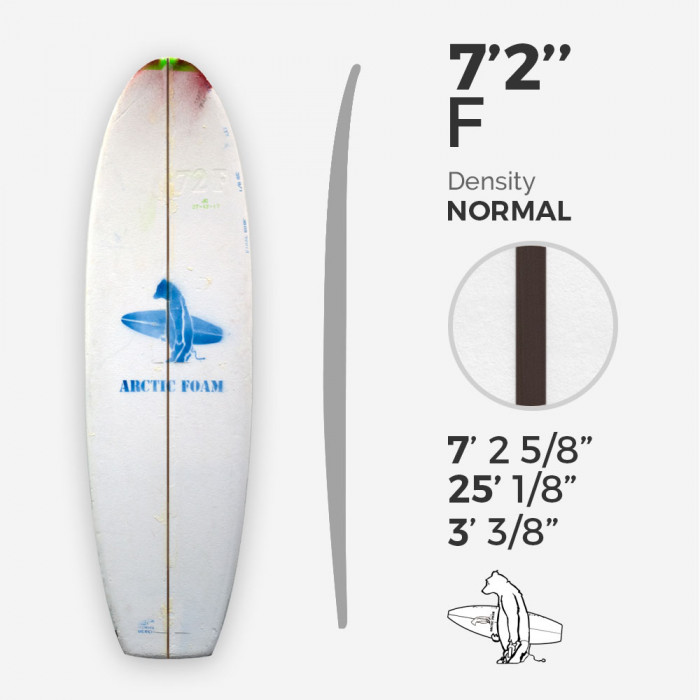 7'2'' F Fish - Green density - costilla de 3/16'' Dyed Basswood Brown, ARCTIC FOAM