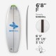 6'8'' F Fish - Green density - 1/8'' Dyed Basswood Brown stringer, ARCTIC FOAM