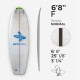 6'8'' F Fish - Green density - costilla de 1/8'' Dyed Basswood Brown, ARCTIC FOAM