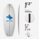 6'2'' F Fish - Green density - 1/8'' Dyed Basswood Brown stringer, ARCTIC FOAM