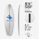 6'4'' SBF Shortboard - Green density - 1/8'' Black/Black/Black Ply stringer, ARCTIC FOAM