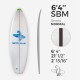 6'4'' SBM Shortboard - Green density - costilla de 1/8'' Black/Black/Black Ply, ARCTIC FOAM