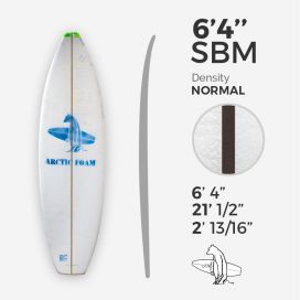 6'4'' SBM Shortboard - Green density - 1/8'' Black/Black/Black Ply stringer, ARCTIC FOAM