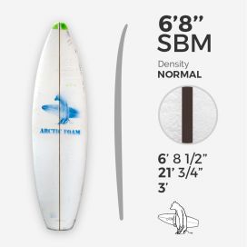 6'8'' SBM Shortboard - Green density - costilla de 1/8'' Black/Black/Black Ply, ARCTIC FOAM