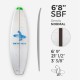 6'8'' SBF Shortboard - Green density - 1/8'' Black/Black/Black Ply stringer, ARCTIC FOAM