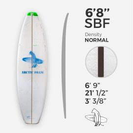 6'8'' SBF Shortboard - Green density - latte 1/8'' Black/Black/Black Ply, ARCTIC FOAM