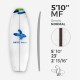 5'10'' F Fish - Green Density - 1/8" Dyed Basswood Brown stringer, ARCTIC FOAM