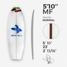 5'10'' F Fish - Green Density - 1/8" Red Cedar stringer, ARCTIC FOAM