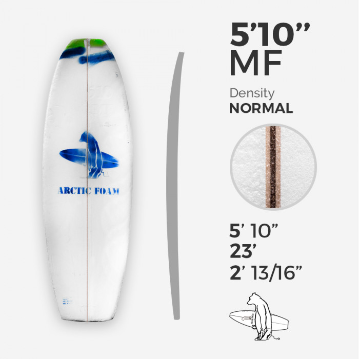 5'10'' F Fish - Green Density - latte 1/8" Ply, ARCTIC FOAM