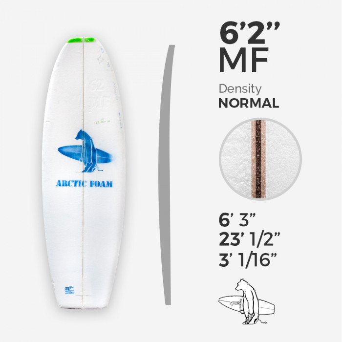 6'2'' MF Fish - Green density - latte 1/8'' Ply, ARCTIC FOAM