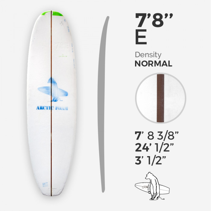 7'8'' E Egg - Green density - latte 1/4'' red Cedar, ARCTIC FOAM