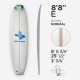 8'8'' E Malibu, Green density - latte 5/16'' Basswood, ARCTIC FOAM