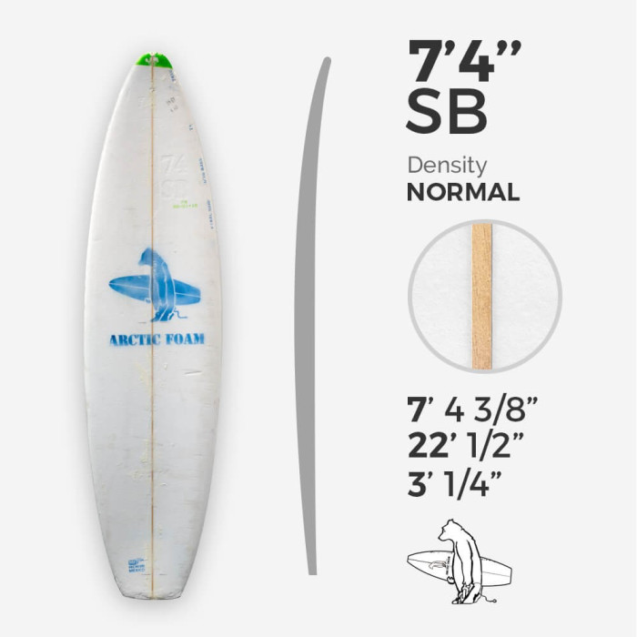 Pain de mousse 7'4'' SB Shortboard ARCTIC Foam SINGLE FIN VIRAL