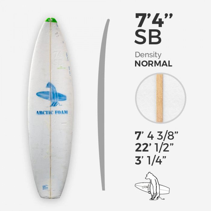 7'4'' SB Shortboard ARCTIC Foam - SINGLE FIN - Surfboard blank for shaping - VIRAL Surf for shapers