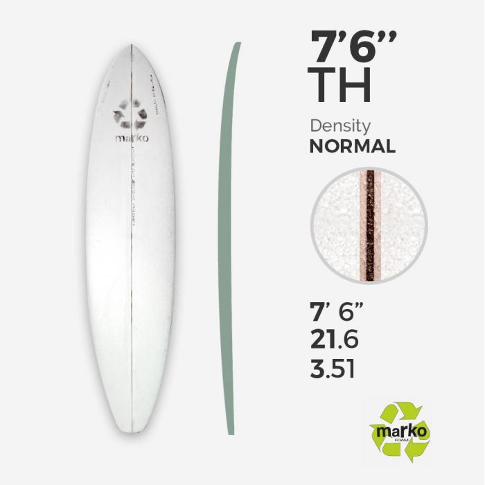 7'6'' Thick EPS - 7'6" X 21.5" X 3.51" - latte 1/8'' Ply, MARKO FOAM