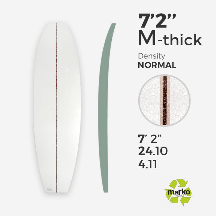 7'2'' Thick EPS - 7'2'' x 24" x 4,1", 1/8'' Ply stringer, MARKO FOAM